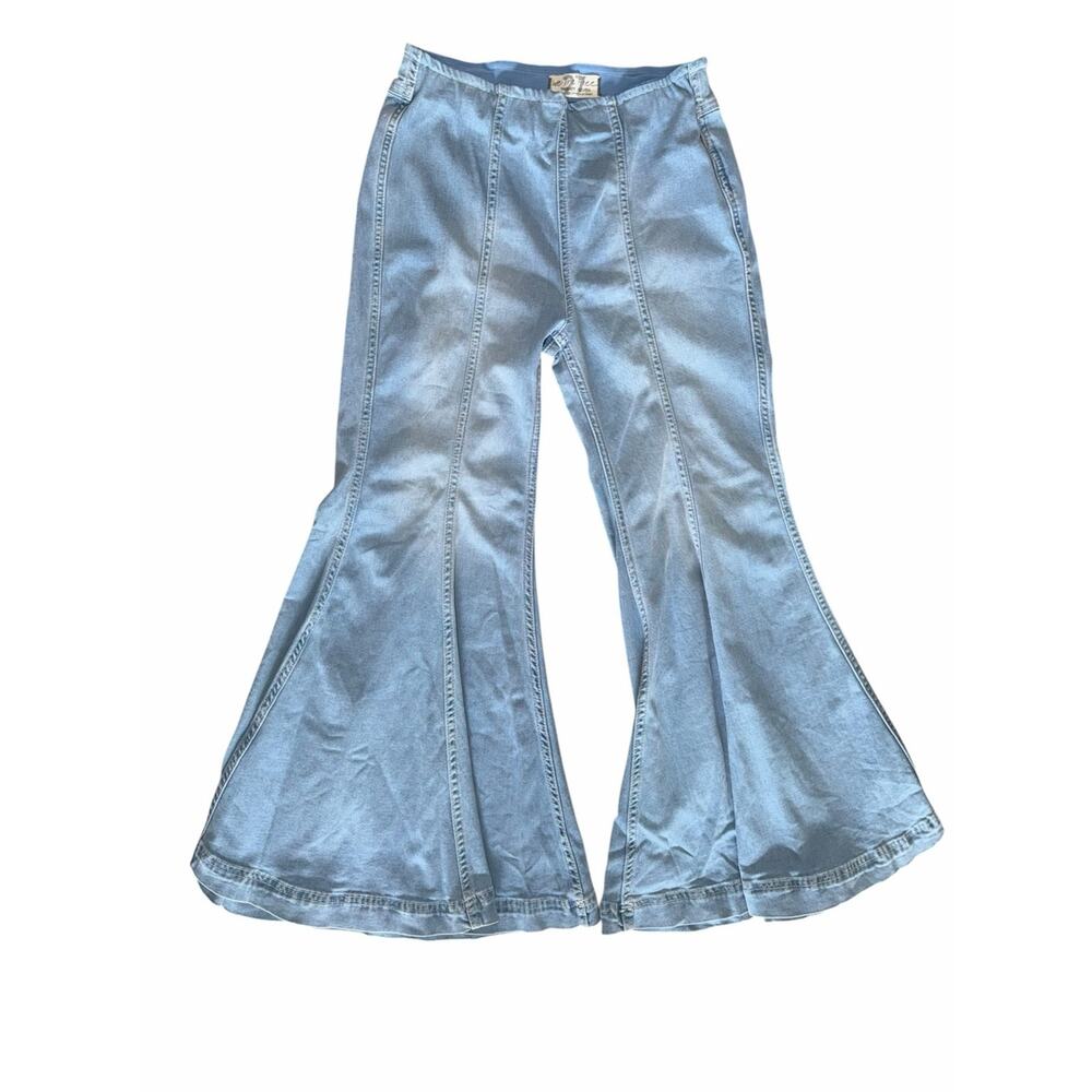 Free People We The Free Cha Cha Flare Jeans Pull On High Rise Bell Bottom Sz 27 - Picture 2 of 7